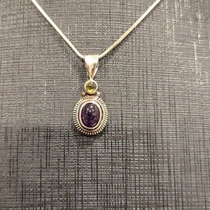 Amethyst, Peridot, 925 Silver Pendant